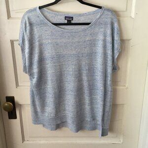 Patagonia Lightweight Sleeveless Linen Light Blue Knit Loose Fitting Top X-Small